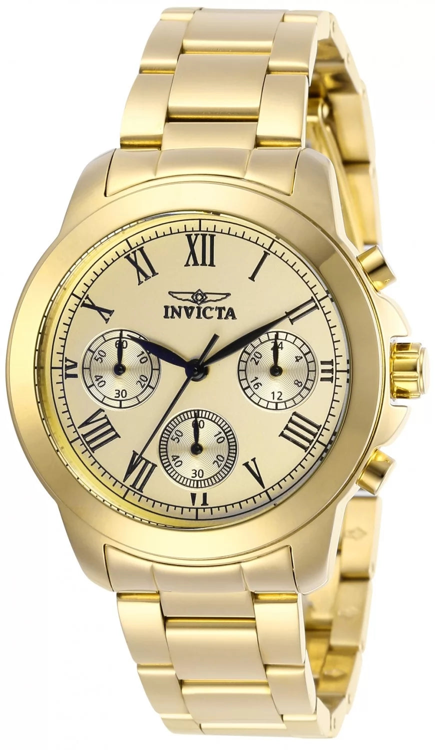 Invicta Women's 21654 Specialty Quartz Chronograph Gold Dial Watch