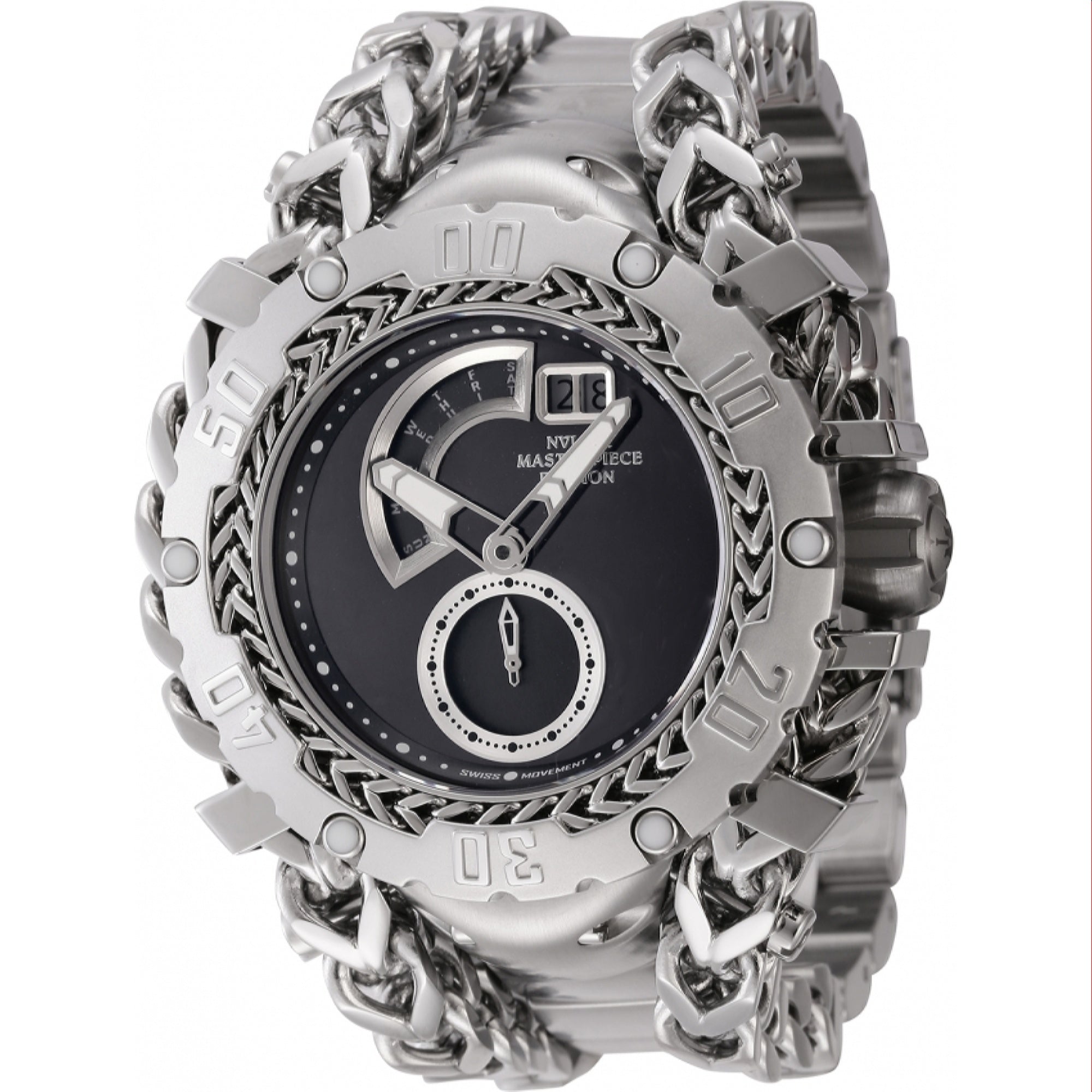 Invicta Quartz Masterpiece Silver and Black Dial Men's Watch 44628