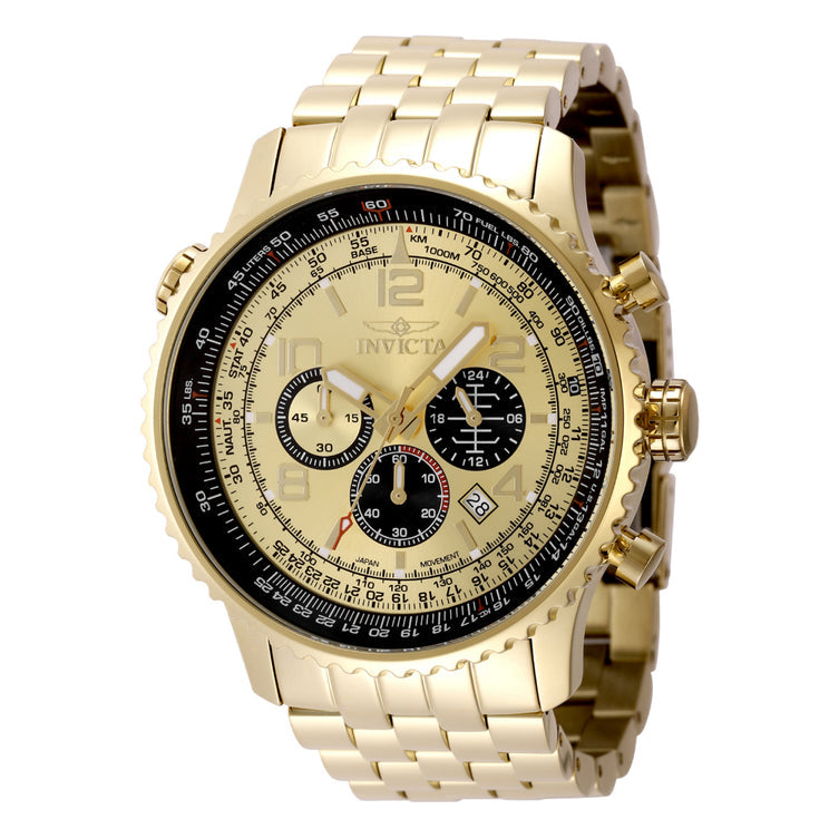 Invicta Quartz Aviator Gold Dial Men's Watch 49081