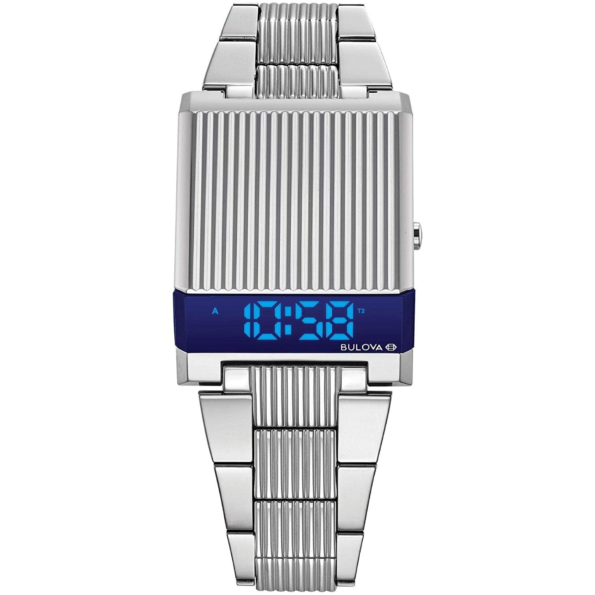 Bulova Computron Quartz Digital Blue LED Dial Men's Watch 96C139