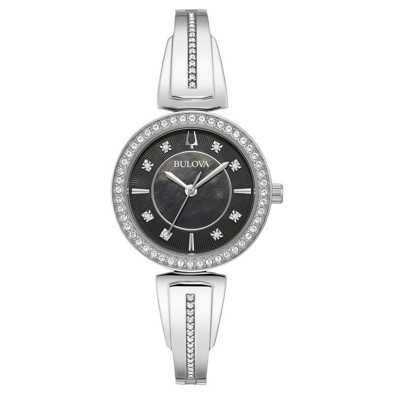Bulova Dress Quartz Crystal Black Dial Women's Watch 96X152