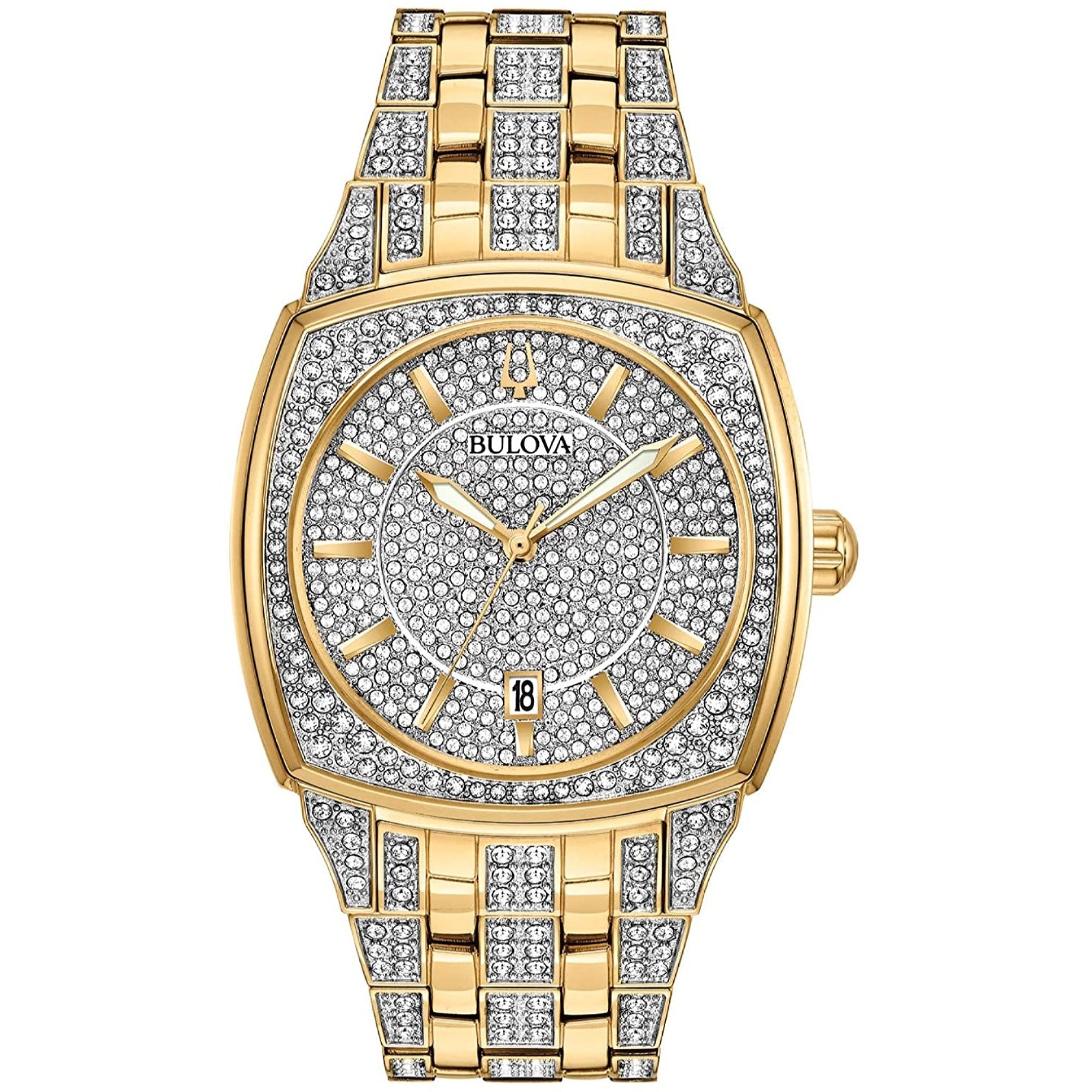 Bulova Quartz Crystal Crystal Pave Dial Men's Watch 98B323