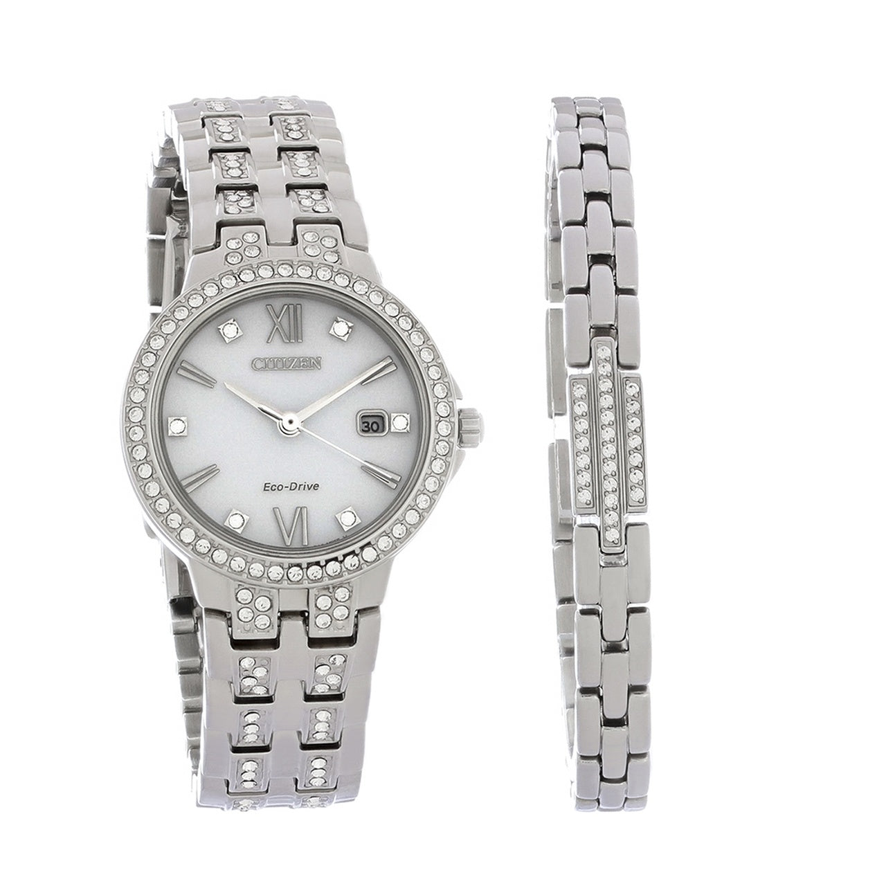 Citizen Eco-Drive Quartz Crystal Silver Dial Women's Watch EW2341-63A