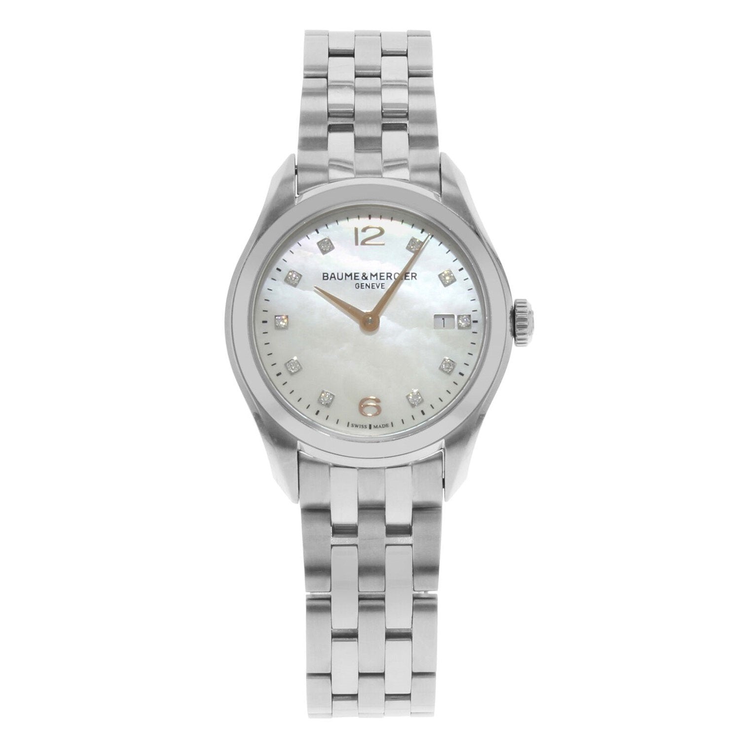 Baume & Mercier Clifton Quartz White Mother of Pearl Dial Women's Watch MOA10176