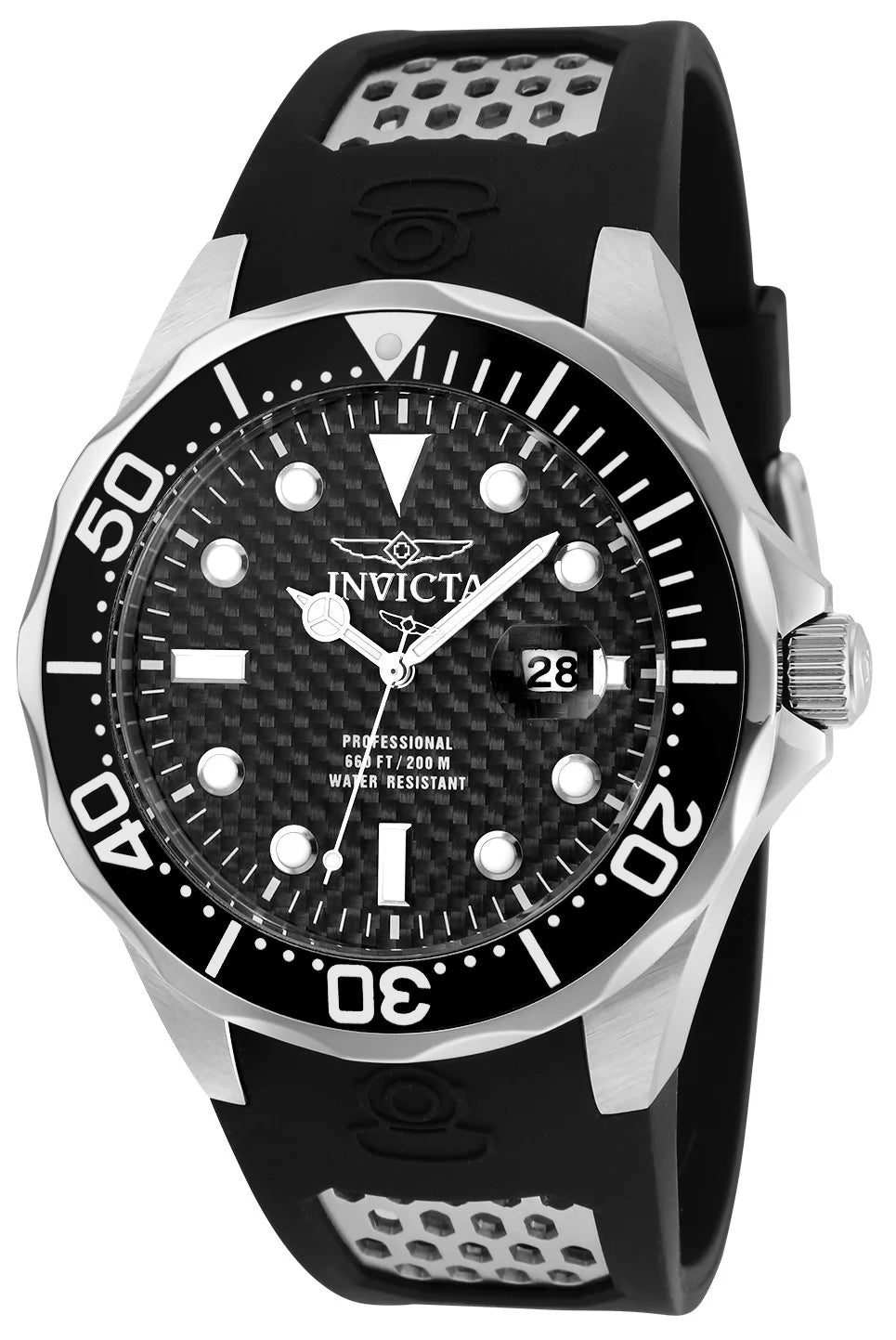 Invicta Men's 12558 Pro Diver  Quartz 3 Hand Black Dial Watch