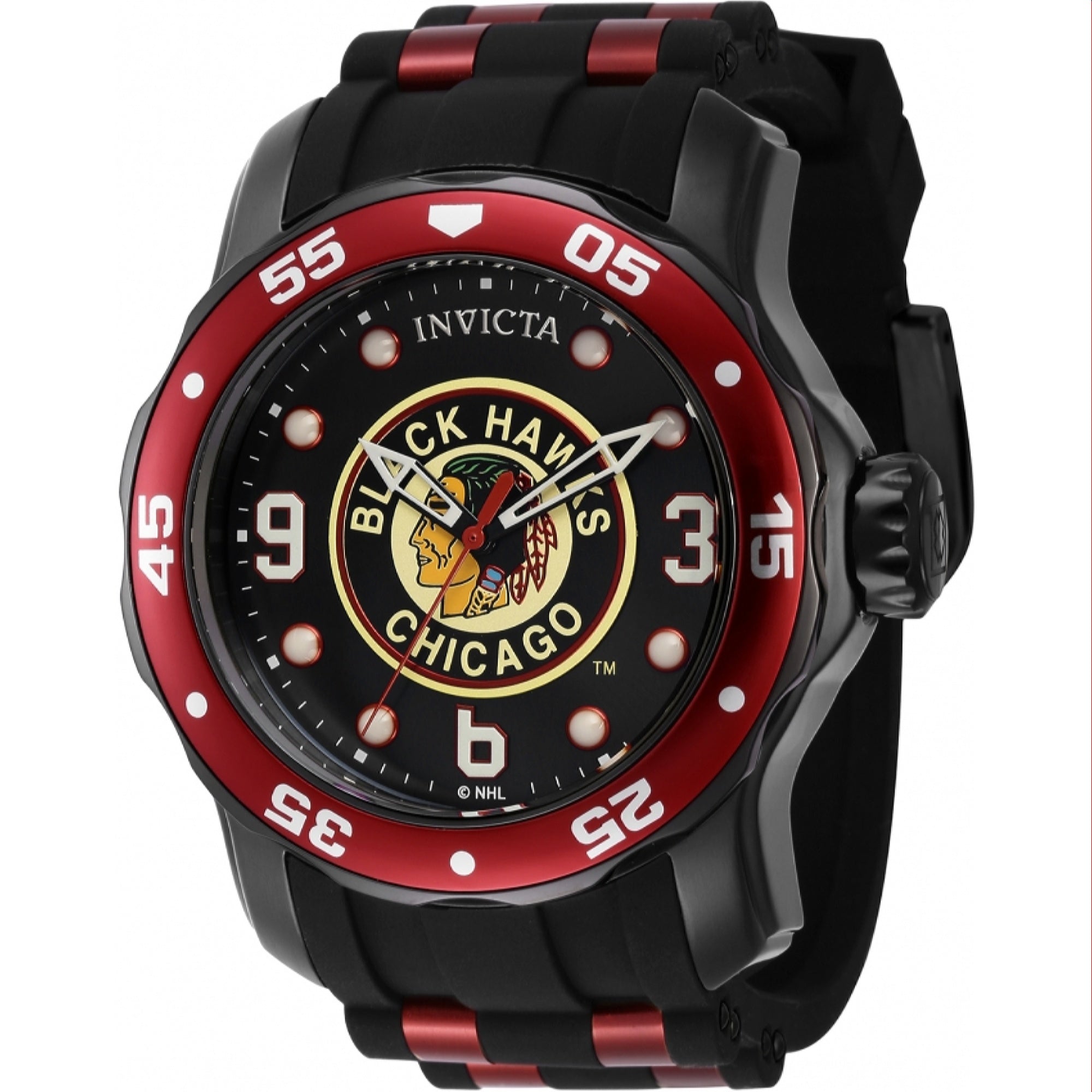 Invicta NHL Quartz NHL Blackhawks Black Dial Men's Watch 42645