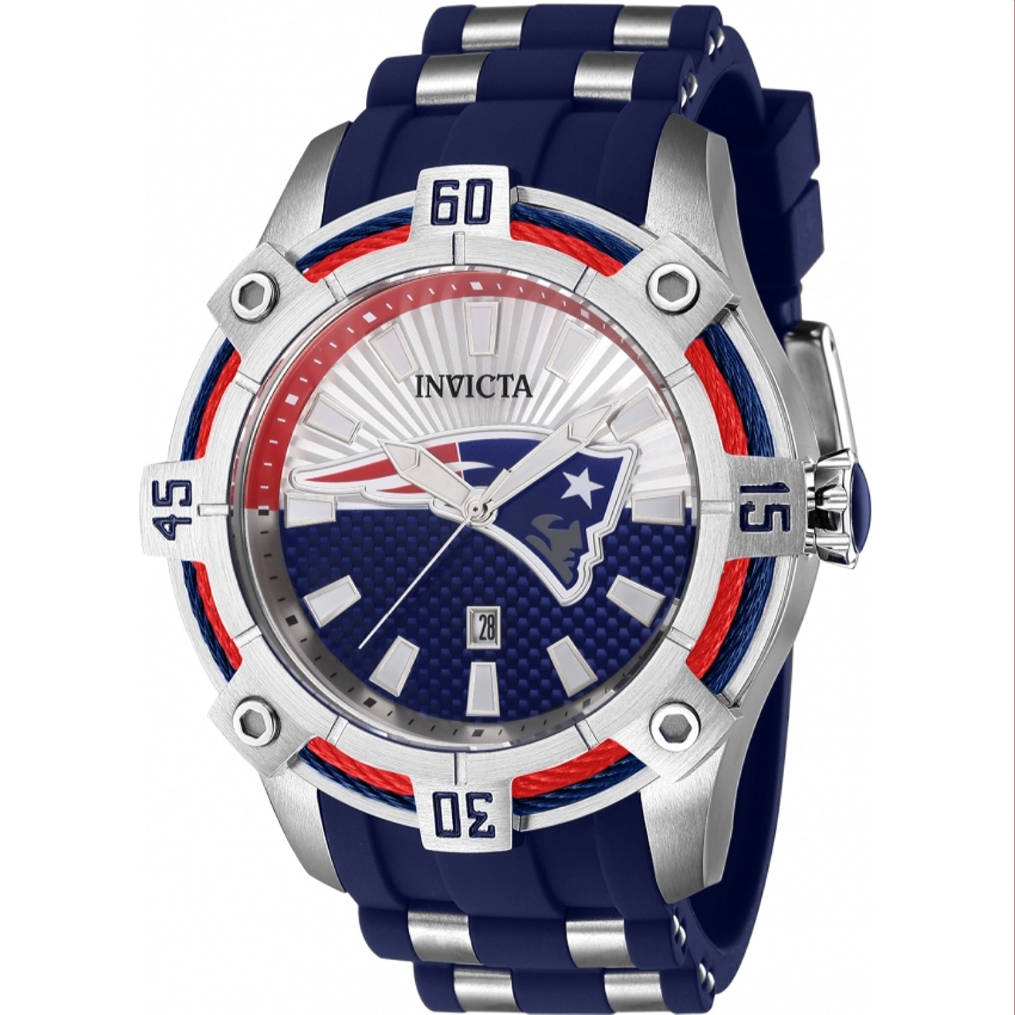 Invicta NFL Quartz NFL Patriots Silver Dial Men's Watch 43300
