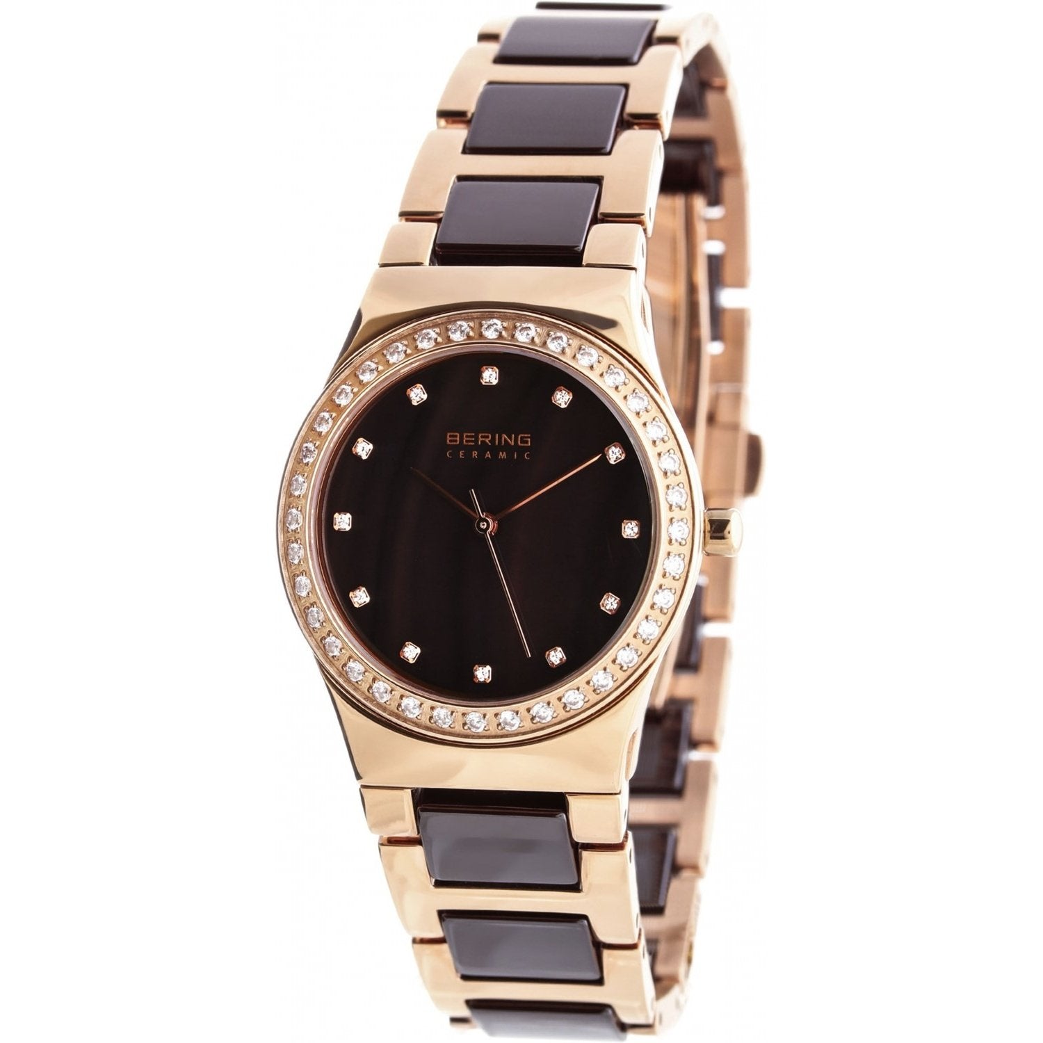 Bering Ceramic Quartz Crystal Brown Dial Women's Watch 32435-765