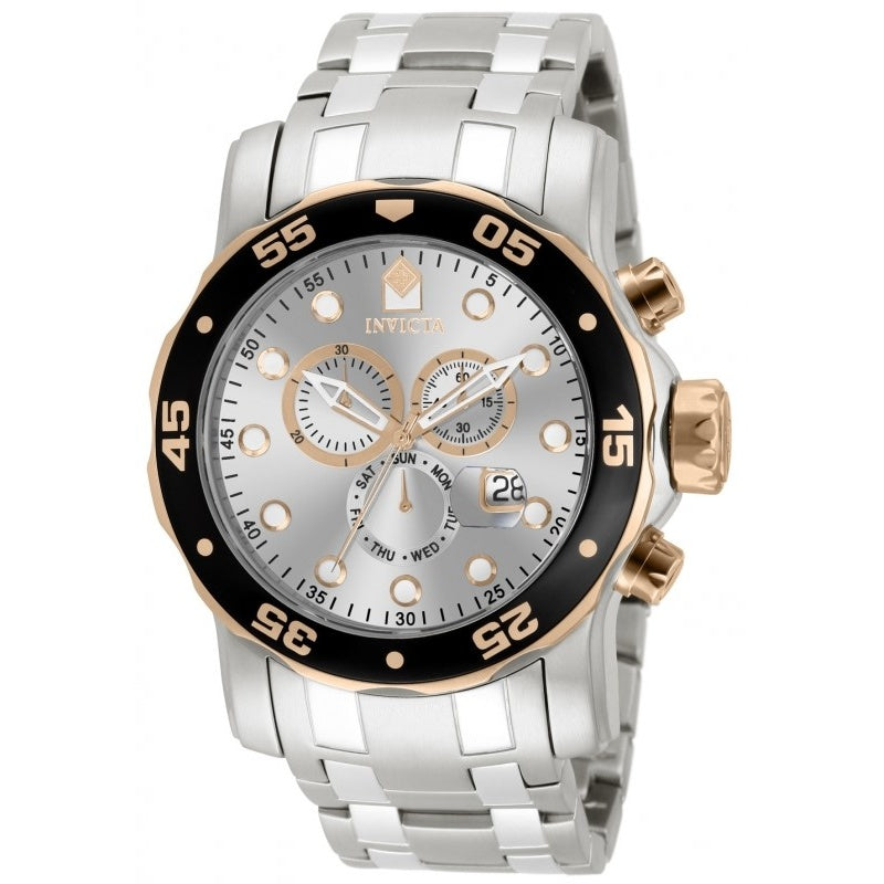 Invicta Pro Diver Quartz Scuba Chronograph Silver Dial Men's Watch 80037