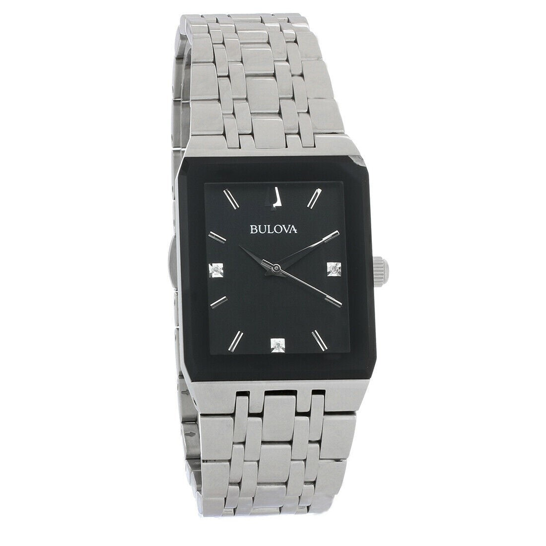 Bulova Quadra Quartz Black Dial Men's Watch 96D145