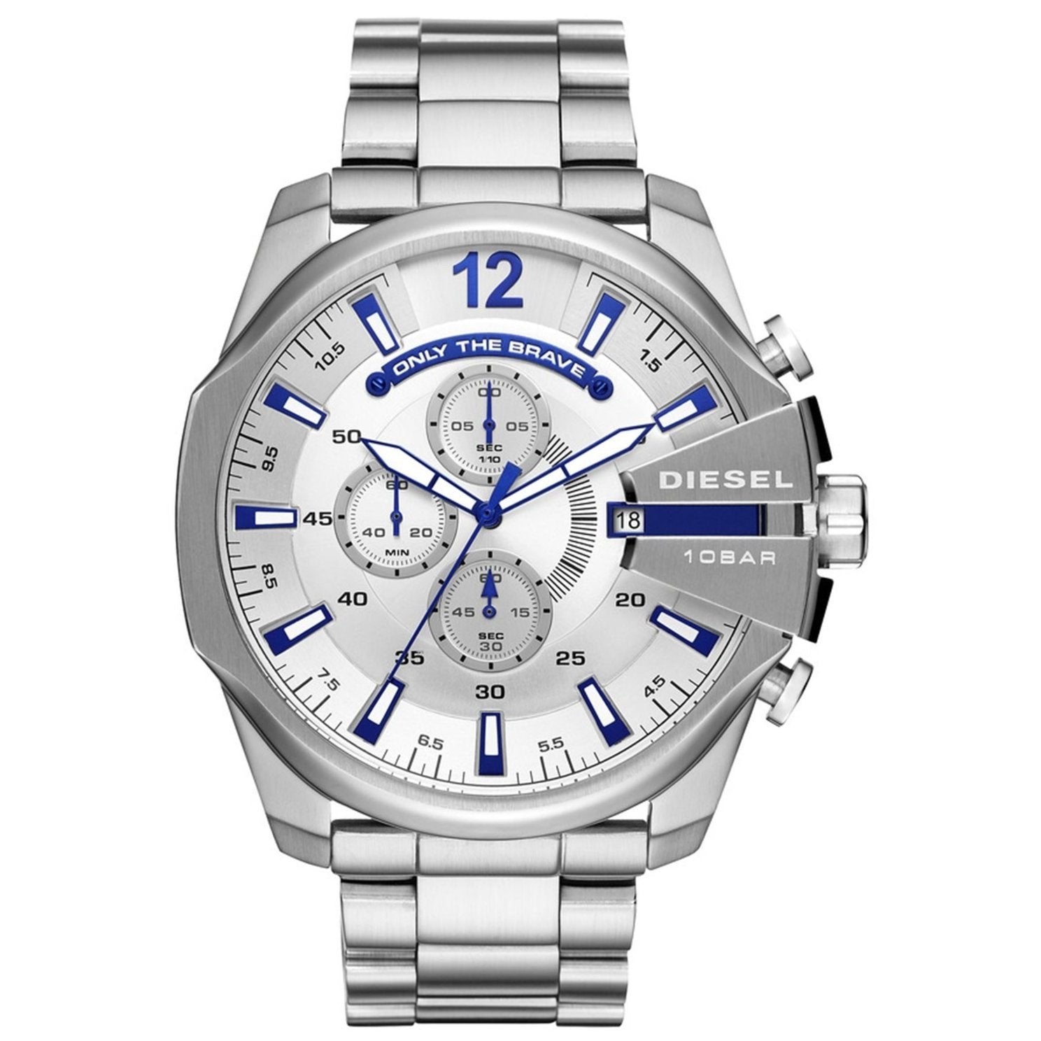 Diesel Mega Chief Quartz Chronograph Silver Dial Men's Watch DZ4477